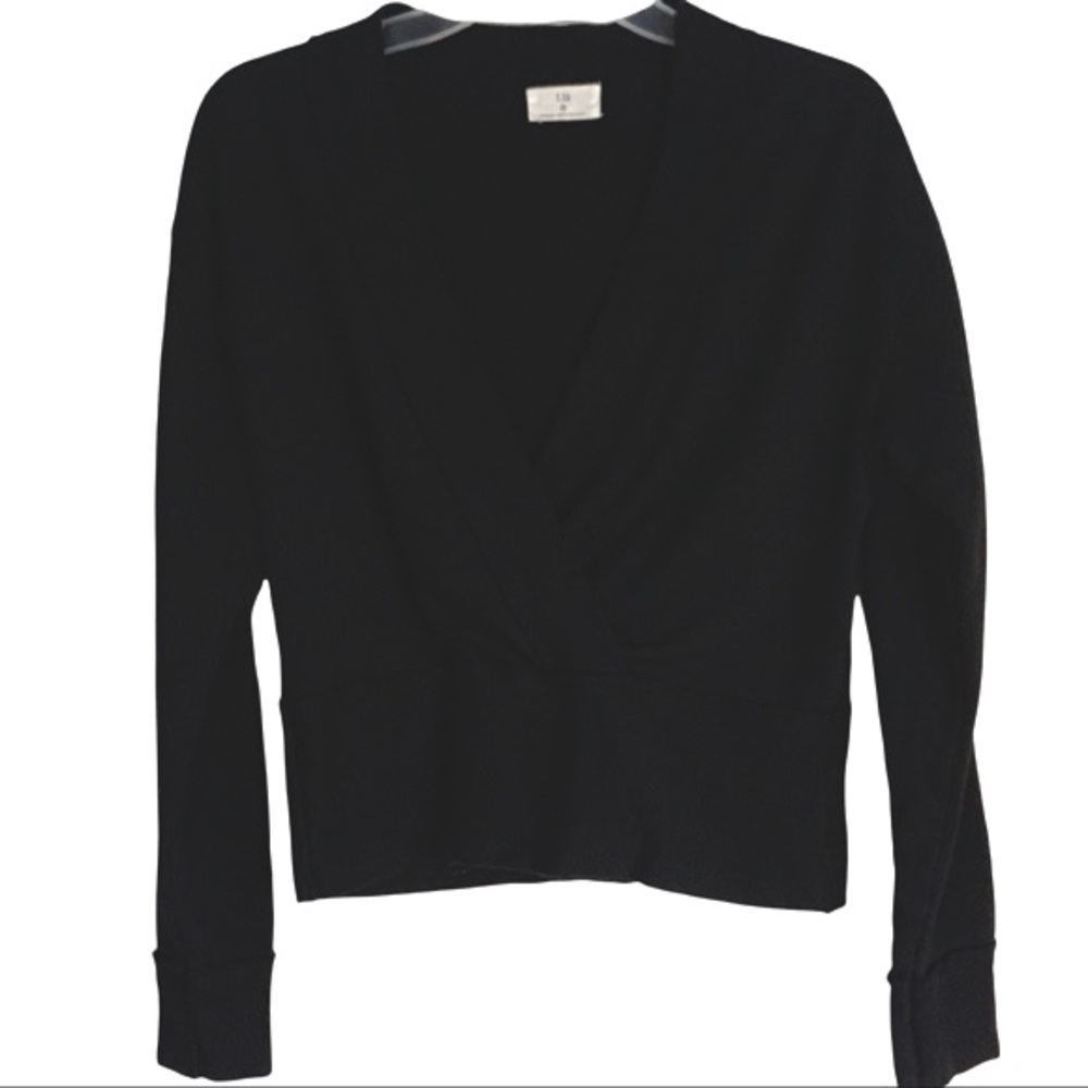 Anthropologie t.la black v neck sweater long sleeve size XS